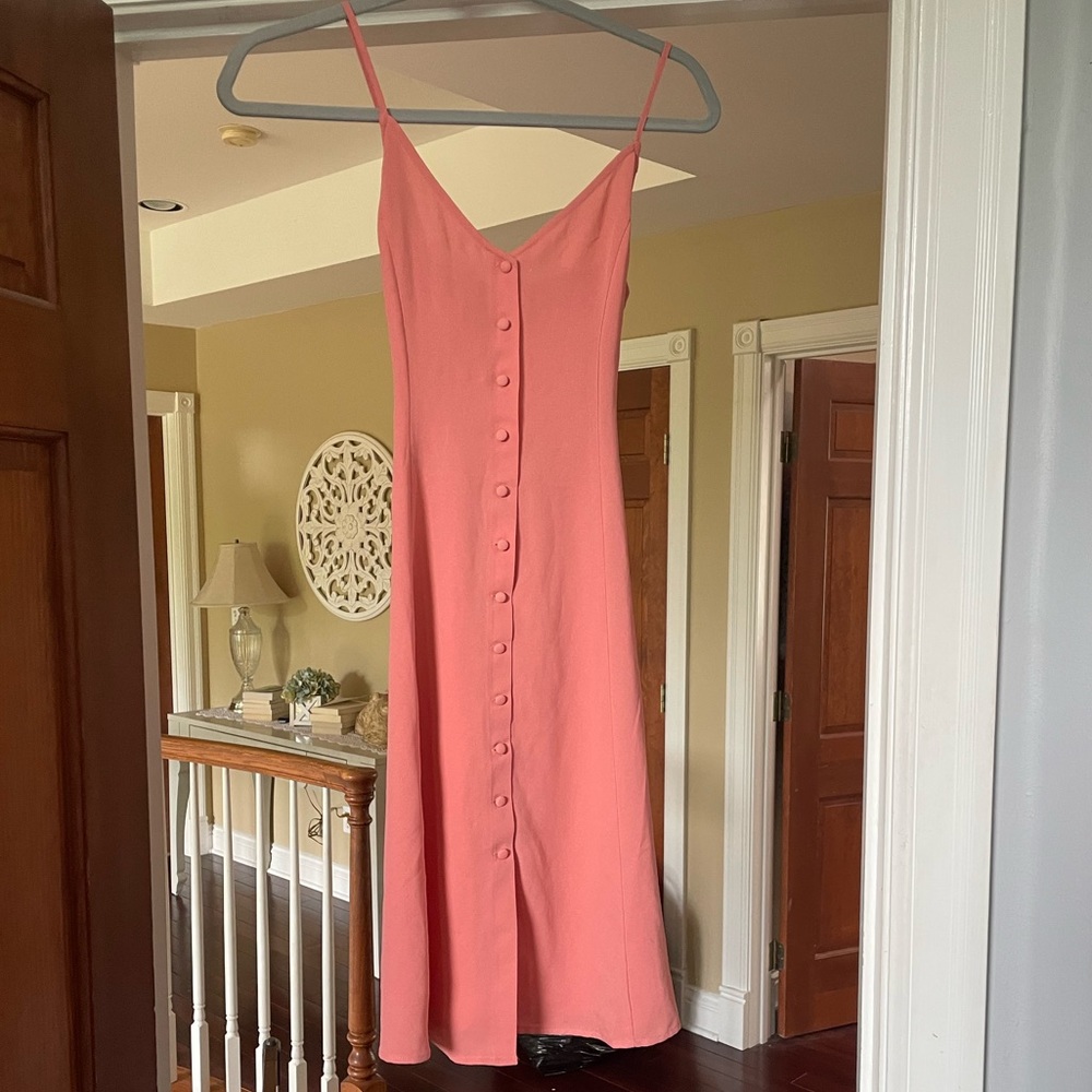 Coral button up dress